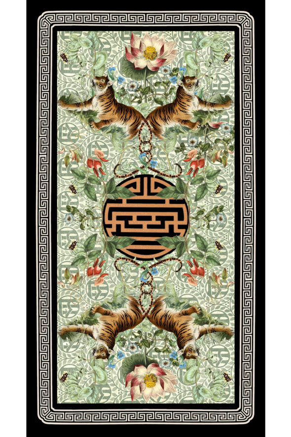 image of the scarf tigris with printed with an ornamental pattern