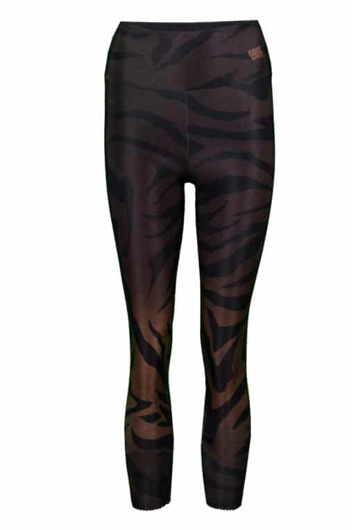 dark brown tights with tiger pattern and orange gradient