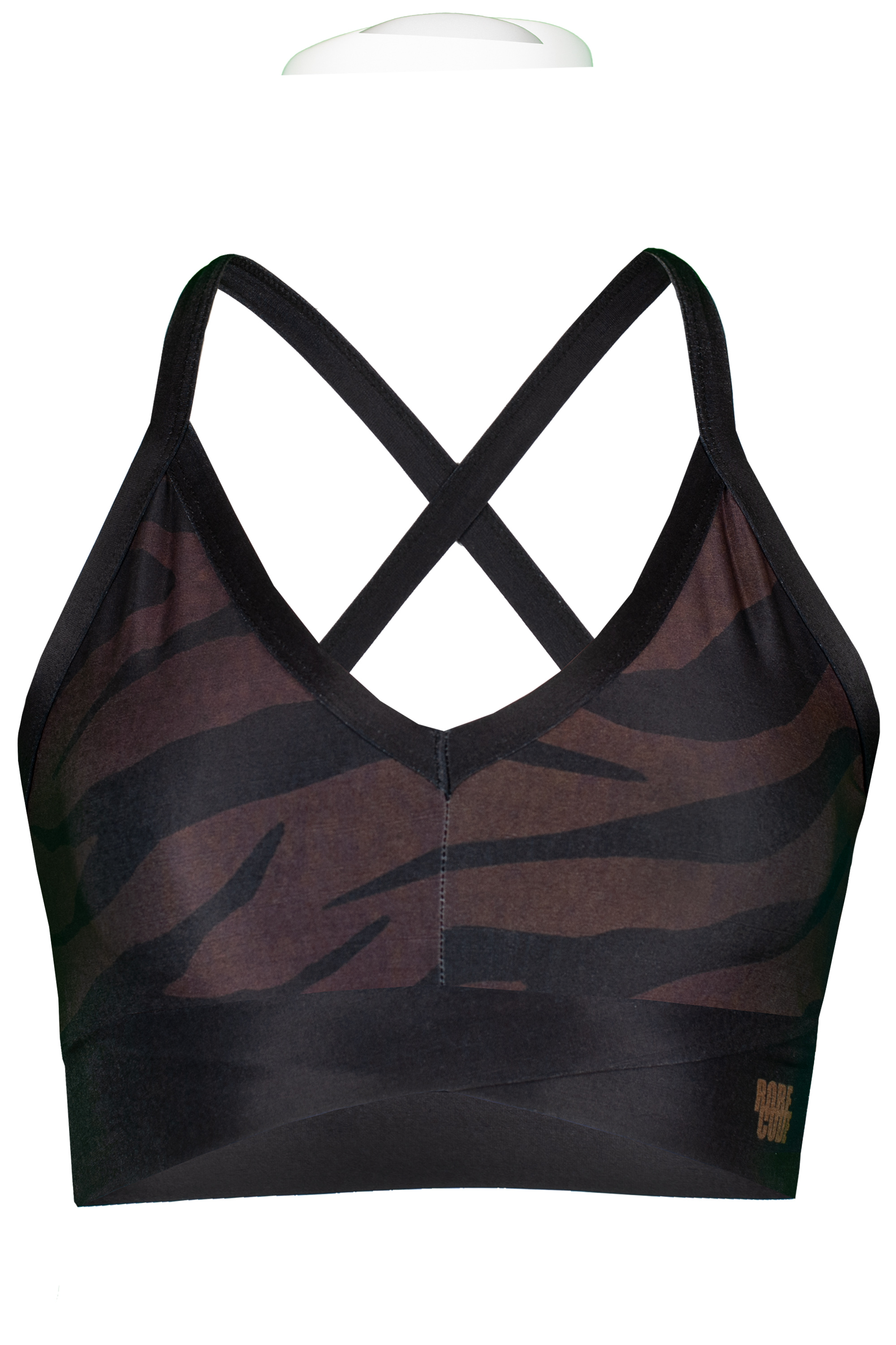 front view sports bra Tigris with animal print