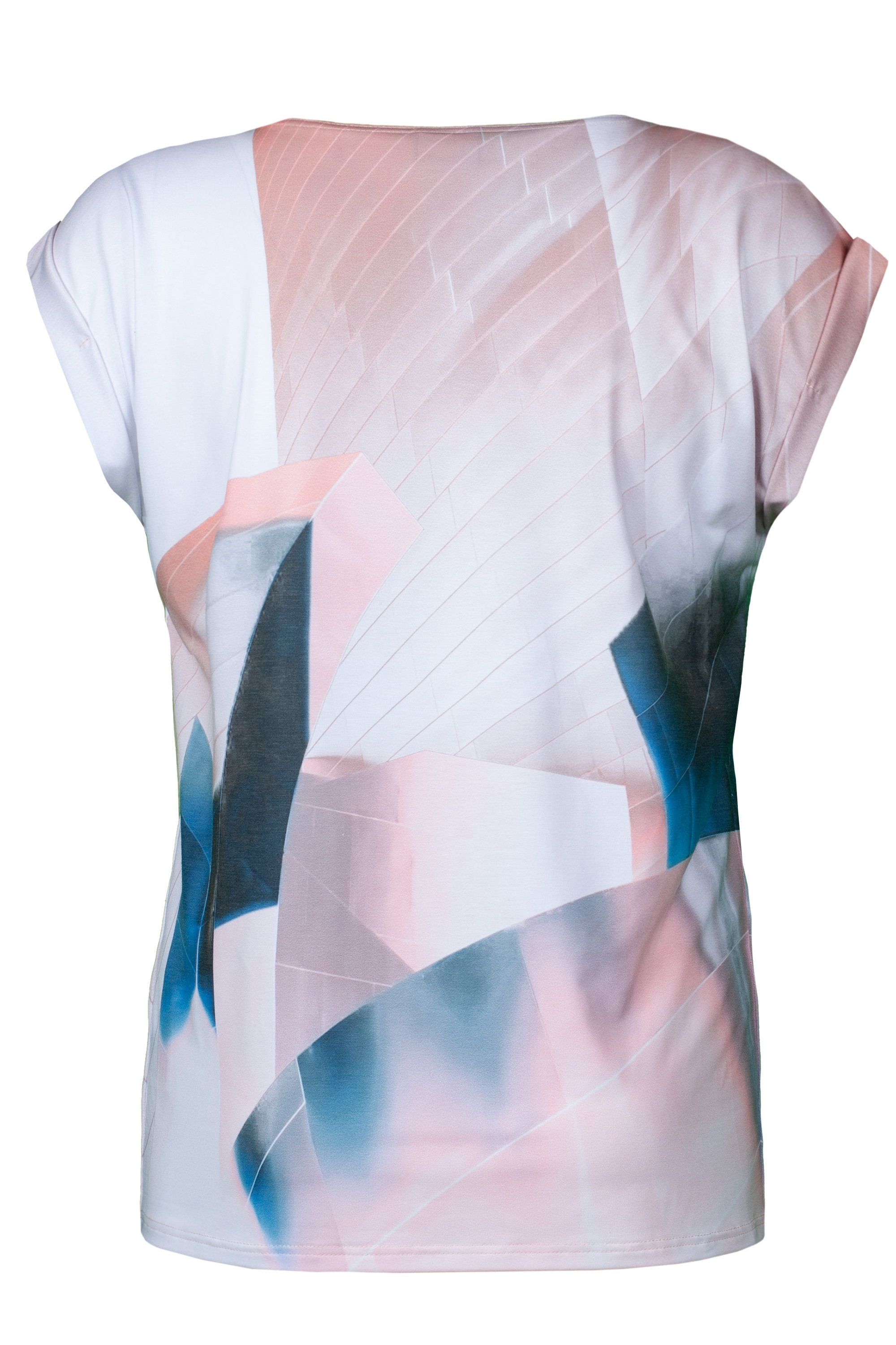 Rückansicht T-Shirt Wendular mit abstraktem Print in Rosa, Weiß und Blau